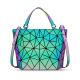 Fashion Geometry Ringer PU Leather Tote Bags Laser Color Changing