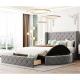 North America style modern beds velvet fabric high quality soft beds with storage function for bedroom and hotel and apa