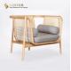 Single Seater Wood Rattan Modern Upholstered Sofa Southeast Asian Style W72cm