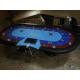 Blue Wooden Oval Baccarat Texas Holdem Poker Table Steel Legs Poker Gaming Table