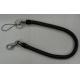 Plastic Spring 30cm Unstretched Length Black Sprial Key Coil w/Split Ring Cellphone Loop and Press-in Hook