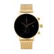 Black Engraved Face Stainless Steel Band Watch Gold Plated Bulk , Custom Logo