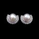 Crystal Zircon Silver Freshwater Pearl Stud Earrings For Anniversary Gift