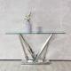 160cm Glass Top Metal Console Table