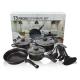 Mordern Style 13 Piece Black Cast Iron Pan Set  Non Stick Coating