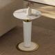 Brushed White Ceramic Top End Table With Stainless Steel Leg Base