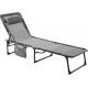 Folding Outdoor Chaise Lounge Chair, 5-Position Adjustable Beach, Sunbathing, Patio, Pool, Lawn, Lay Flat Portable