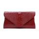 Envelope  Embossed Red Croc Clutch Bag Wallet With Hand Strap
