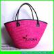 LUDA drawstring bags pink beach totes women wheat straw beach bags