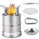 Mini Portable Wood Burning Stove, Camping Stove Foldable Stainless Steel Backpacking Cookware Rocket Stove
