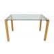 Clear OEM Tempered Glass Dining Table With 60x60mm Aluminum Plate