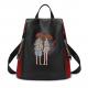 Embroidery Backpacks Faux Leather School Bags PU Double Shoulder Bags