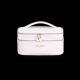 Women White PU Leather Portable Double Layer Cosmetic Bags For Toiletry Packing