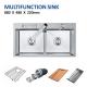 Multifunction 35 Inch Double Bowl Stainless Steel Kitchen Sink Top Mount 88x48