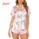 Button Down Silk 2 Pieces Womens Loungewear Set Women Pajama Set