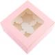 Clear Window Pink Paper Cupcake Cardboard Cake Boxes
