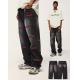                  Streetwear Men′s Pant Blank Baggy Denim Distressed Vintage Stacked Flare Jeans Pants             