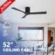 3 Blades Black Wooden Ceiling Fan With DC Motor Remote Control Sleek Design