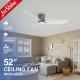 Low Profile Decorative Flush Mount Ceiling Fan With LED Light And Remote Control