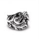 Mens 925 Sterling Silver Band Ring Retro Vintage Dragon Style Ring (XH036317)