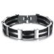 Tagor Stainless Steel Jewelry Super Fashion Silicone Leather Bracelet Bangle TYSR121