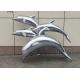 BLVE Stainless Steel Dolphins Statues Metal Animal Sculpture Outdoor Garden Decoration