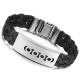 Tagor Stainless Steel Jewelry Super Fashion Silicone Leather Bracelet Bangle TYSR045