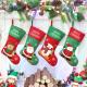 Pack Rustic Christmas Stockings, Penguin Snowman Claus Santa and Reindeer, Vintage Xmas Holiday Party Home Decorations