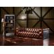 Luguxry Vintage Brown Genuine Leather Couches Sofa Set With Aluminium Sheet