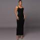 Seductive Style Black Slip Dress Trim Fit Black Long Dress Sensual Silhouette