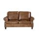 Rolled Arms 2 Seater Leather Sofa Vintage Tan Brown Color High Density Foam / Sponge 