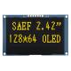 2.42 Inch Yellow OLED Display 128x64 Dots Resolution 7 Header Pin SPI Interface