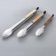 Heat Resistant Kitchen Food Tongs Stainless Steel Wood Handle Barbecue Food Clip