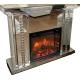 Wooden Floating Crystal Electric Mirrored Furniture Fireplace Crushed Diamond