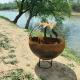 Rustic Red Wood Burning Corten Steel Round Fire Pit Bowl 600mm
