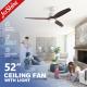 Remote LED Ceiling Fan With 3 Wood Blades Modern For Bedroom