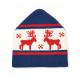 Ski Jacquard Knit Beanie Hats Deer Pattern 50 % Merino Wool 50% Cotton Material