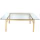 Simple Rectangular Rust Resistant Dining Table Tempered Glass Top
