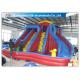 Exciting 3 Lanes Backyard Inflatable Water Slides With Swimming Pool