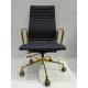 High Back Ribbed Office Chair Depth 65 Cm With Gold Coated Armrest / Base