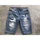 Light Wash Mens Denim Jacket And Jeans Ripped / Patched Denim Bermuda Shorts
