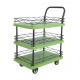 single armrest Multi Tier Rolling Cart 180kg Load With Guardrail