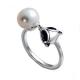 Fox Style Retro Vintage Silver Pearl Ring (057559)