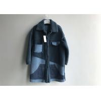 Denim Patch Pocket Sheep Faux Fur Jacket Blue Contrast Long Shearling Blocked Coats