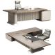 Modern Boss Home Office Waterproof L Shape Computer Desk with PANEL Wood Style Design