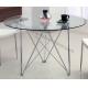 Round Chrome Fixed Dining Table , Clear Dia 1.2 Meter Living Room Table