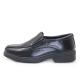 Punch Shape Versatile Kids Black Leather School Shoes With Elastic Straps