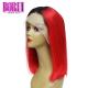 Colored 1b Red Bob Wig With Transparent , Straight Red Bob Wig Human Hair Brazilian