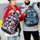 Nylon couple students zipper backpack casual polyester printed breathable wear-resistant soft handle backpack