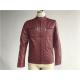 Comfortable Burgundy Mens PU Jacket With Cutline And Topstitching TW77350